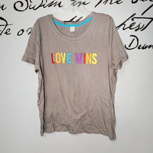 NWOT Sweet Soul LOVE WINS Grey Tee with Rainbow Letters, 1X